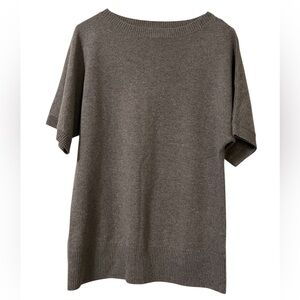 Prive Cashmere taupe 100% cashmere boat neck short sleeve sweater minimalist